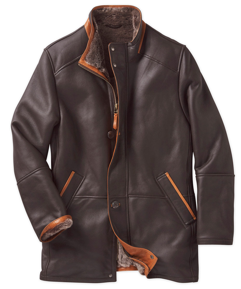 Dark Brown Shearling Leather Coat